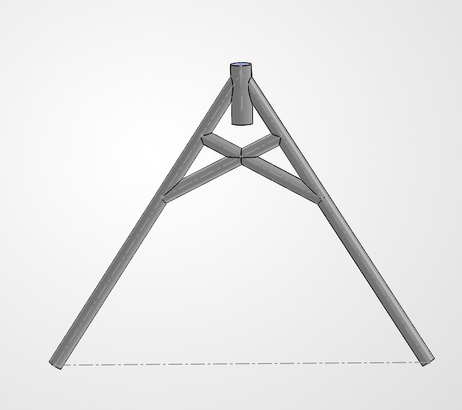 Tubular truss bracket with cross bracing and a vertical sleeve at the top